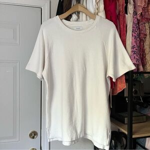 FANMAIL white organic cotton terry crew neck‎ knit short sleeve T-shirt